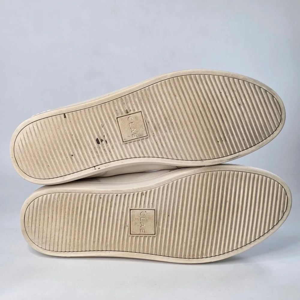Clae Los Angeles Men's 14 Leather Suede Low Top Sneakers White Cream Shoes 48 EU